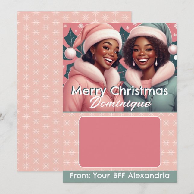 Julklappskortshållare för afroamerikanska bästa vä inbjudningar (Fram/baksida)