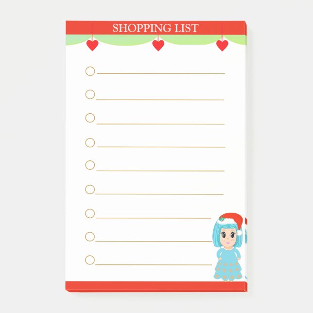 Julklappslista för tjej post-it block (Framsida)