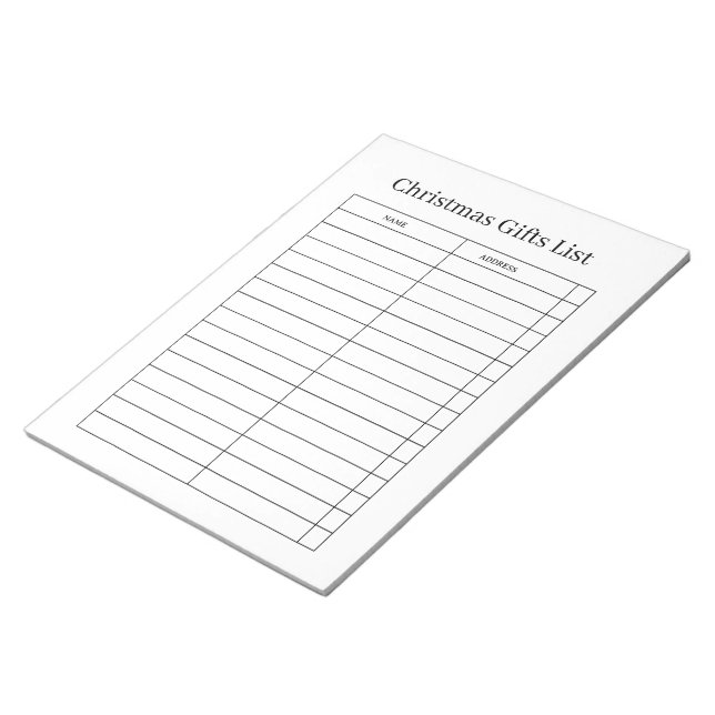 Julklappslista Notepad Anteckningsblock (Vinklad)