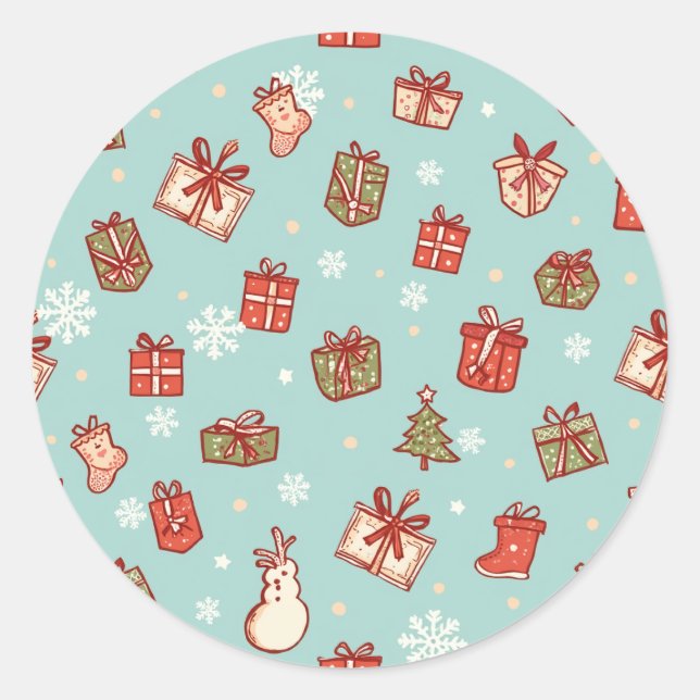 Julklappsmönsterdekaler Runt Klistermärke (Framsida)