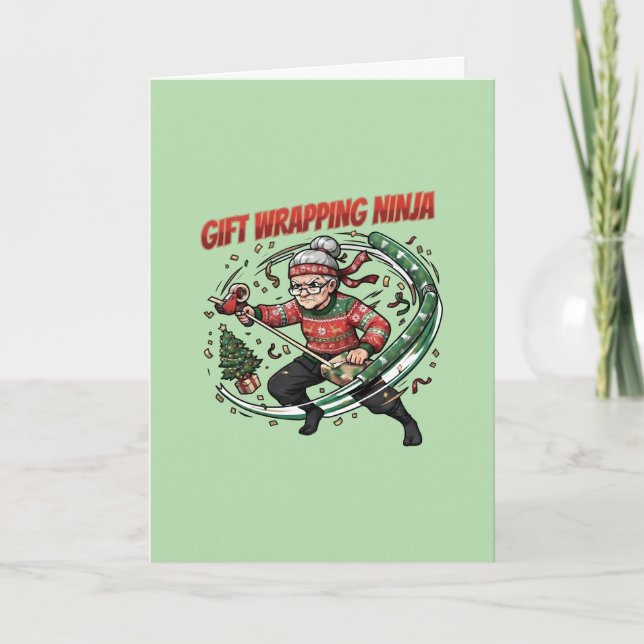 Julklappsninja jul firande design kort (Framsida)