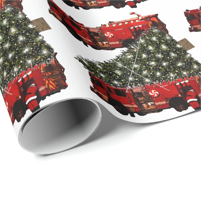 Julklappspapper för brandmän presentpapper (Rullad Hörn)