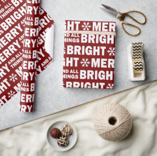 Julklappspapper Glad och Ljus Mörkröd Presentpapper