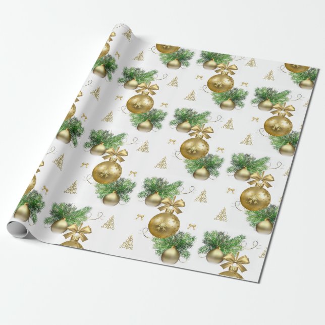 Julklappspapper Guld Bollar Presentpapper (Utrullad)