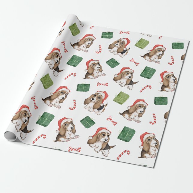 Julklappspapper med Hound Dog-motiv Presentpapper (Utrullad)