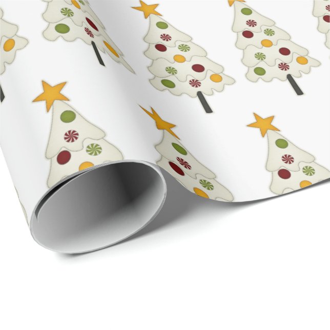 Julklappspapper - Moderna Julgranar Presentpapper (Rullad Hörn)