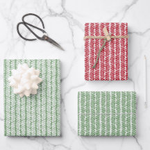 Julklappspapper Mörkröd Salggrön Sicksack