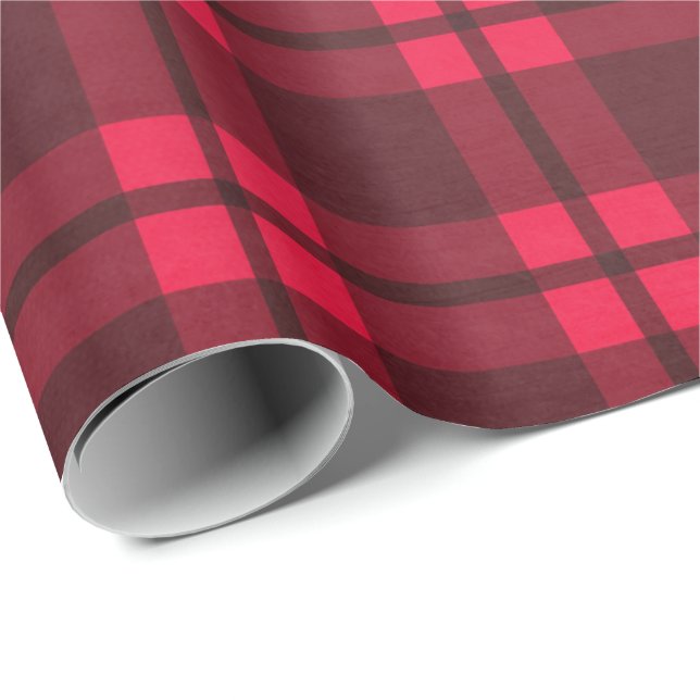Julklappspapper - Rosa/Röd Rutig Presentpapper (Rullad Hörn)