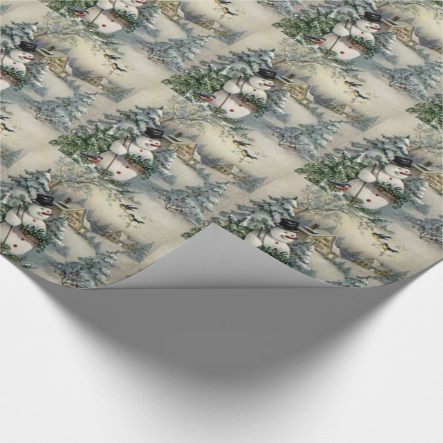 Julklappspapper/Snöman och vinterstuga Presentpapper (Hörn)