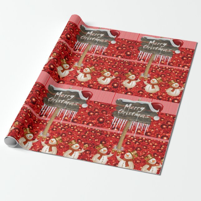Julklappspapper Snöman Presentpapper (Utrullad)