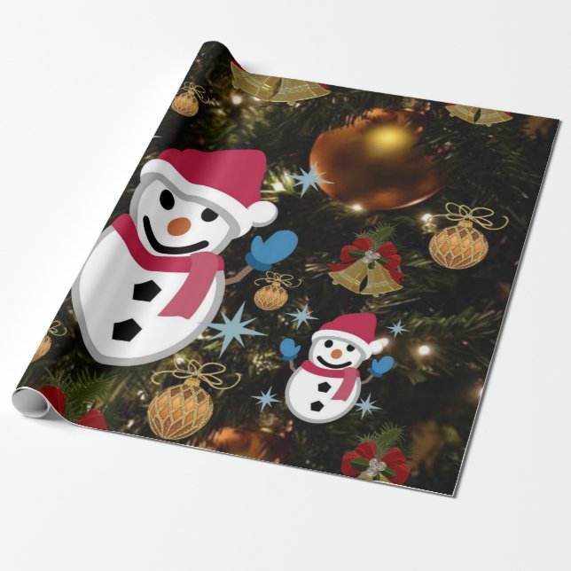 Julklappspapper Snöman Presentpapper (Utrullad)