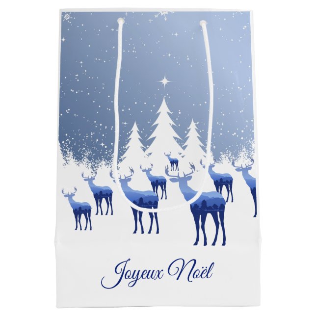 Julklappspåse Blå Hjort God Jul (Baksidan)