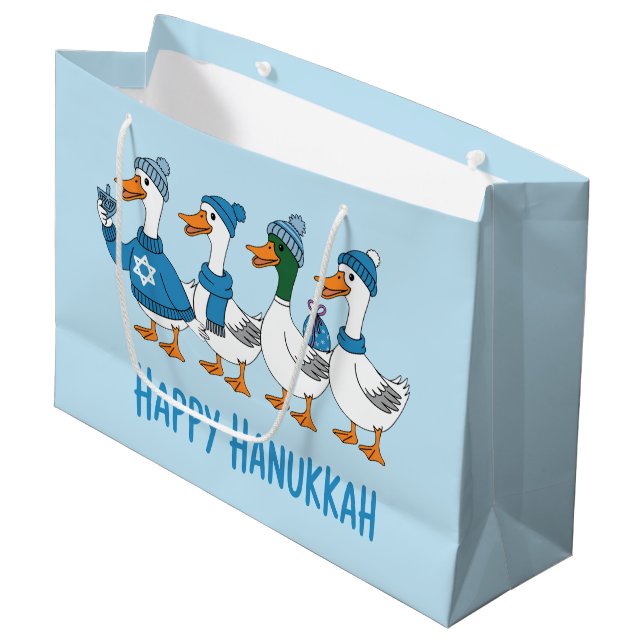 Julklappspåse för barn Glad Hanukkah (Framsidan Vinklad)