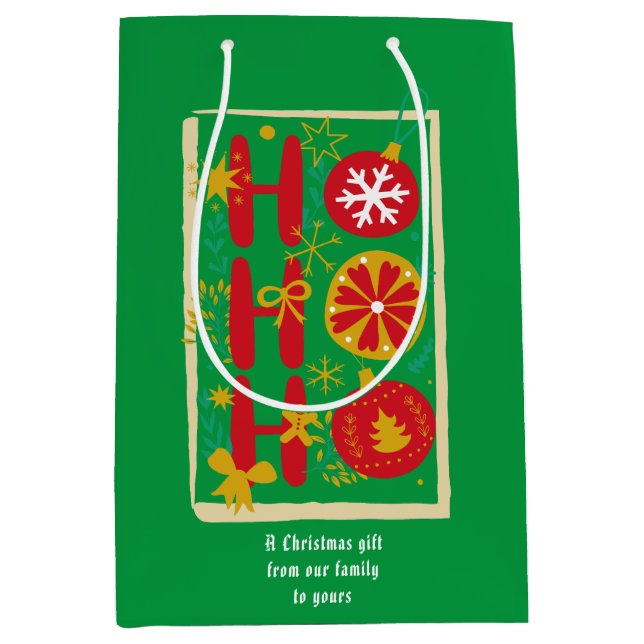 Julklappspåse Ho, Ho, Ho. Redigerbart meddelande (Framsidan)