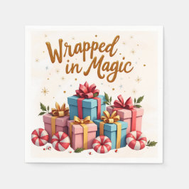 Julklappsservett inslagen i magi pappersservett