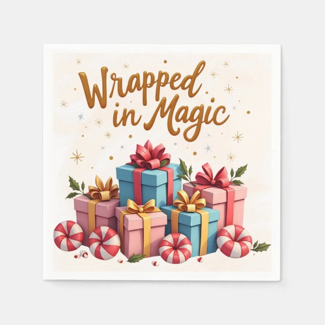 Julklappsservett inslagen i magi pappersservett (Framsidan)