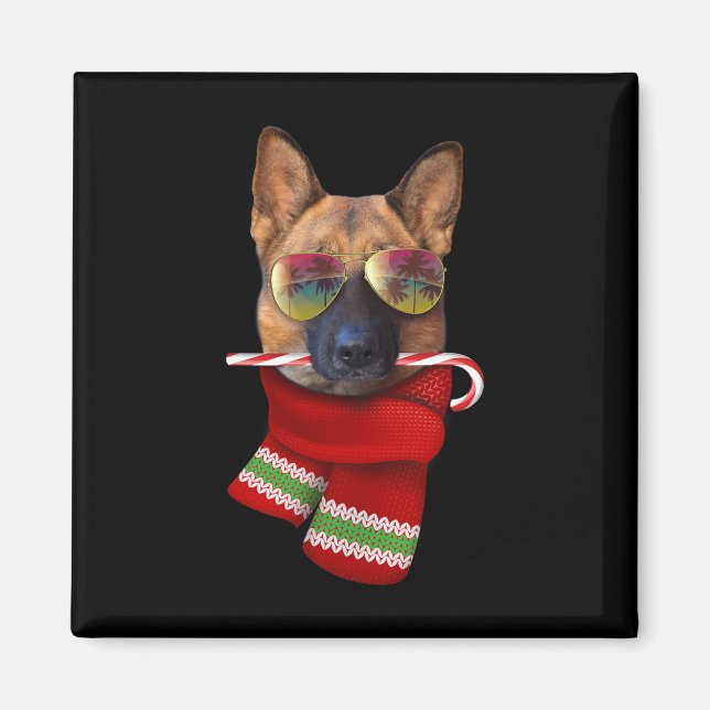 Julklappsskjorta tysk shepherd solglasögon magnet (Framsidan)