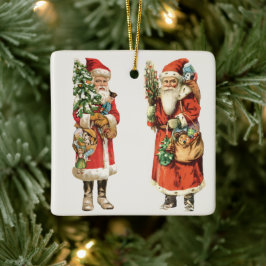 Julklassiker, 2 Santa Claus utklippsbilder Julgransprydnad Keramik