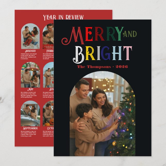 Julklassiker "Årsöversikt" Bilder Jul Julkort (Fram/baksida)