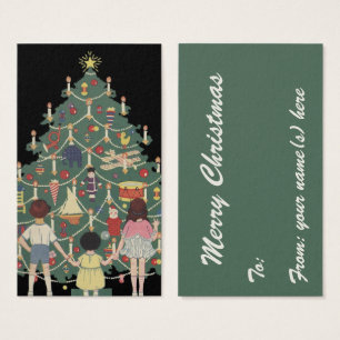 Julklassiker Barn runt en dekorerad julgran Visitkort