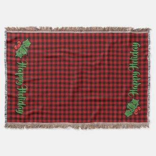 Julklassiker Rödrutig järnek bär blad Filt