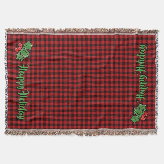 Julklassiker Rödrutig järnek bär blad Filt (Framsidan)