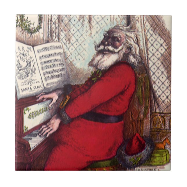 Julklassiker, Thomas Nast Santa Claus Piano Kakelplatta (Framsidan)