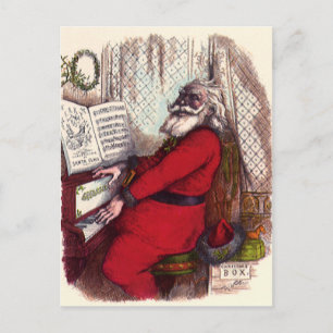 Julklassiker, Thomas Nast Tomte på piano Helg Vykort