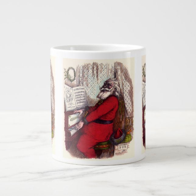 Julklassiker, Thomas Nast Tomte på piano Jumbo Mugg (Framsidan)
