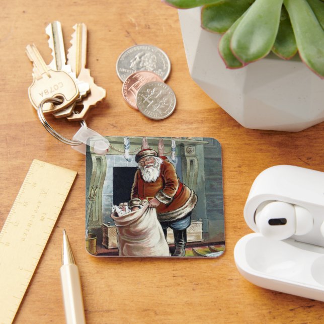 Julklassiker, Tomte farbror vid öppen spis Nyckelring (Skrivbord)