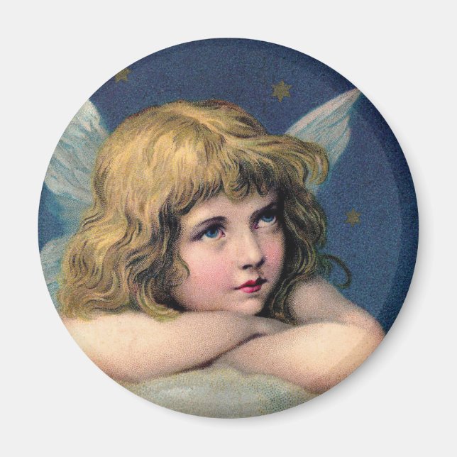 Julklassiker, Vacker ängel med gyllene stjärnor Magnet (Framsidan)