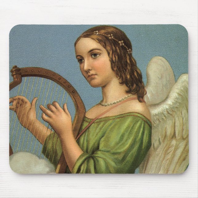 Julklassiker, viktoriansk ängel med musikhjälp musmatta (Framsidan)