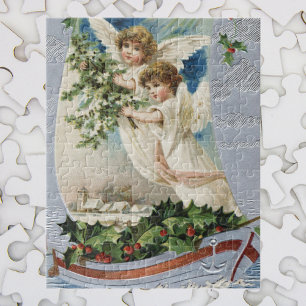 Julklassiker, viktorianska änglar i en segelbåt pussel
