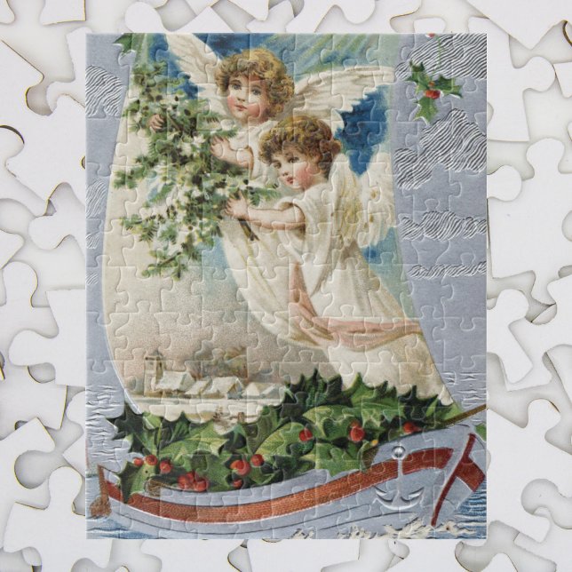 Julklassiker, viktorianska änglar i en segelbåt pussel (Skapare uppladdad)