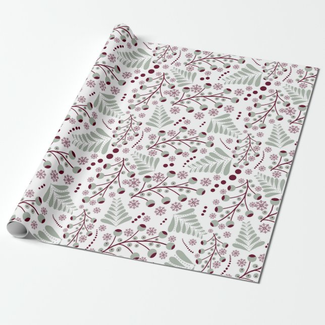 Julklassisk röd och grön mönster  presentpapper (Utrullad)