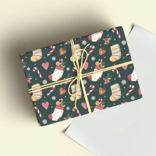 Julklassiska Strumpor Inpackningspapper Presentpapper (Skapare uppladdad)
