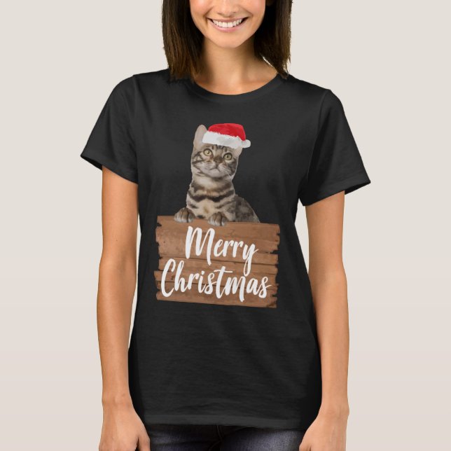 julklat Bengal Santa Hat T Shirt (Framsida)