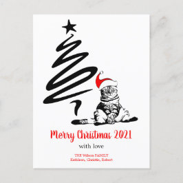 Julklatt Santa Funny Cute Black White Helg Vykort