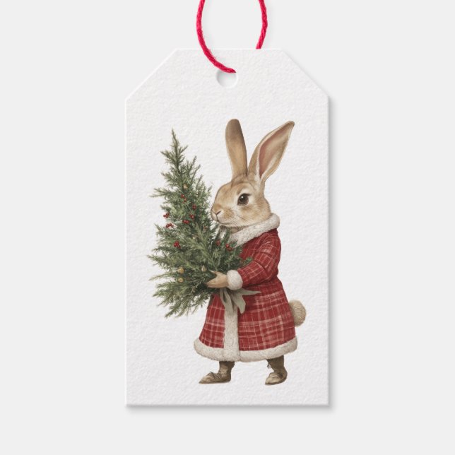 JULKLIVSMÄRKE JULGRAN OCH KANIN PRESENTETIKETT (Framsidan)