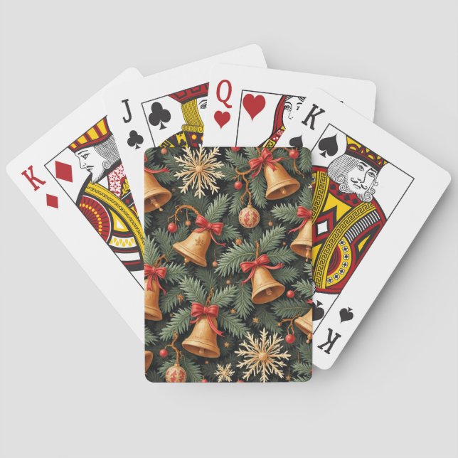 Julklockor, dekorativ julmönster, casinokort (Baksidan)