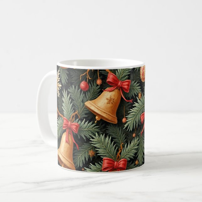 Julklockor, dekorativt mönster. kaffemugg (Framsida vänster)
