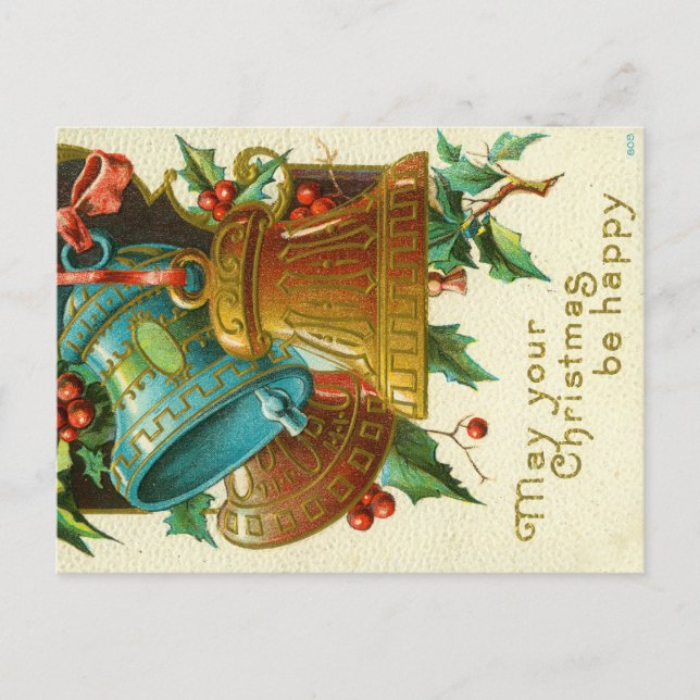 Julklockor, Festiv Vintage Julkort Vykort (Framsida)
