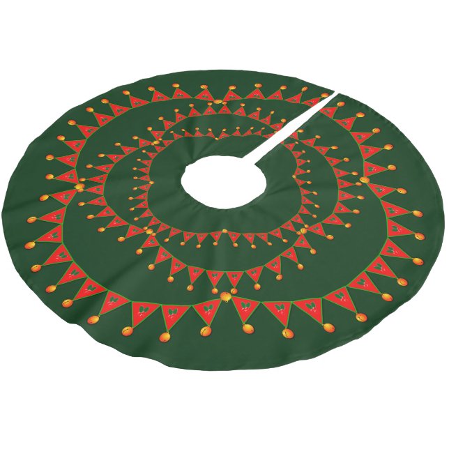 Julklockor med röda flaggor julgransmatta borstad polyester (Vinklad)