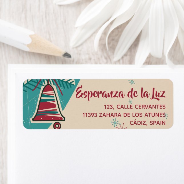 Julklockslag i mitten av århundradet returadress etikett (Insitu)