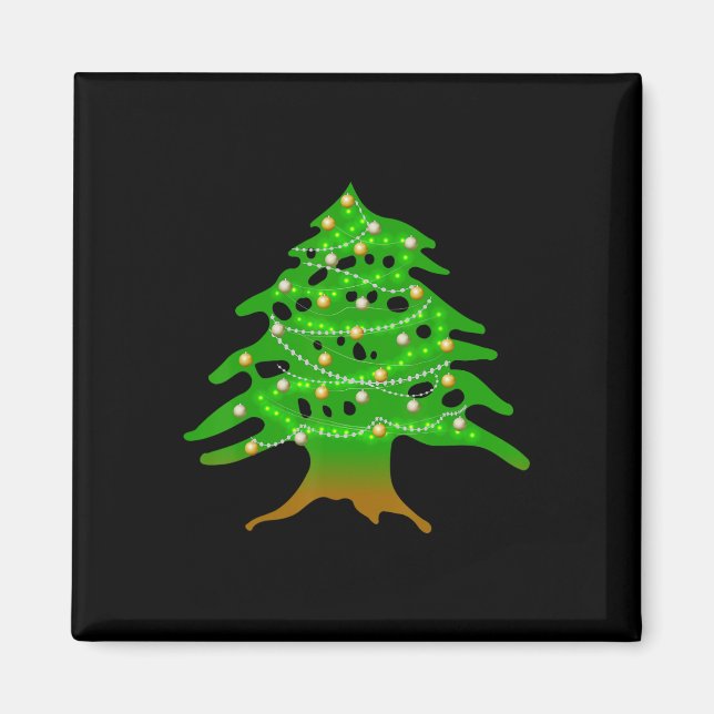 Julklubban Libanesiska Träd Libanon, Flagga - julk Magnet (Framsidan)