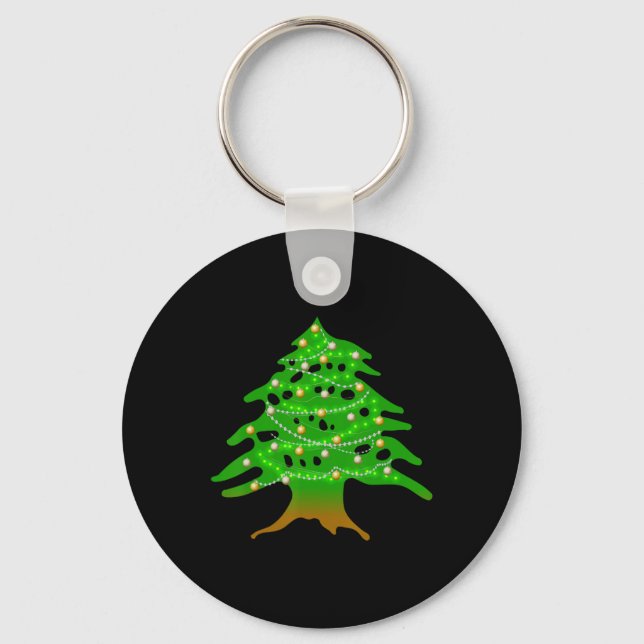 Julklubban Libanesiska Träd Libanon, Flagga - julk Nyckelring (Framsida)