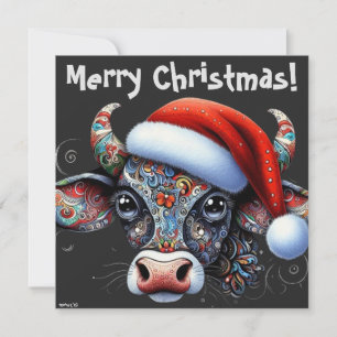 Julklubben Bull w/Santa Hat-julkort