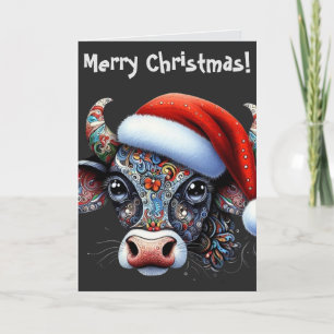 Julklubben Bull w/Santa Hat-julkort Helgkort