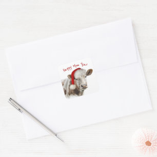 Julklubben med Santa Hat Fyrkantigt Klistermärke