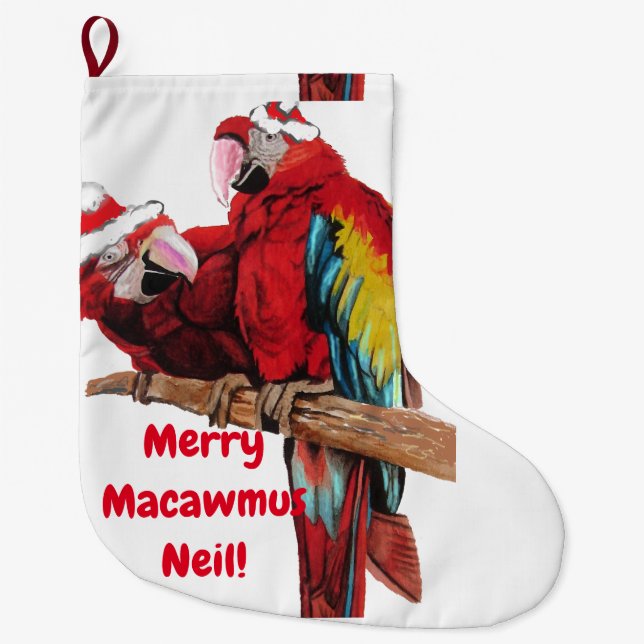 Julklubben Santa Macaws Macaw Parrot Stor Julstrumpa (Framsidan)